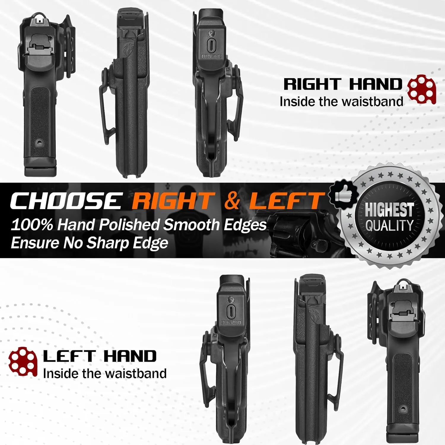 Ruger Max 9 Holster IWB Kydex Fit: Ruger Max-9 Pistol – Inside Waistband Concealed Carry – Adjustable Cant & 'Posi-Click' Retention – No Wear - No Jitter - USA Made by Amberide