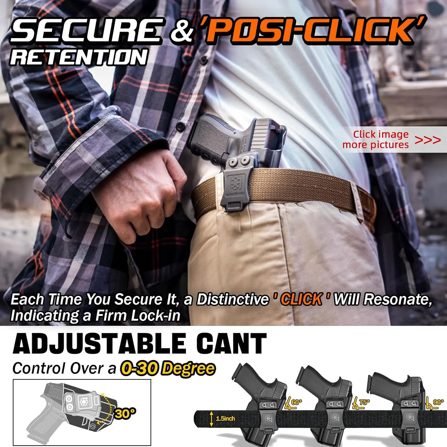 Ruger Max 9 Holster IWB Kydex Fit: Ruger Max-9 Pistol – Inside Waistband Concealed Carry – Adjustable Cant & 'Posi-Click' Retention – No Wear - No Jitter - USA Made by Amberide