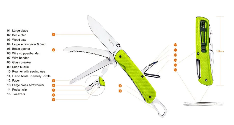 Ruike LD43 Multi Function Rescue Knife - Green