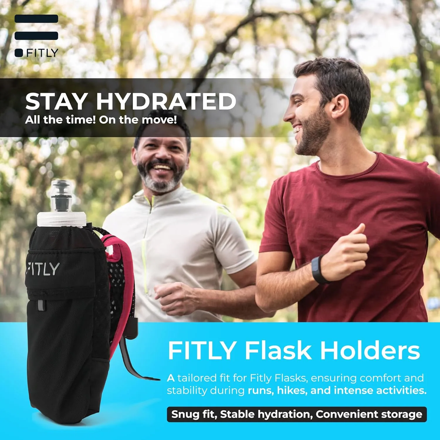 Running Handheld Water Bottle 10 oz Soft Flask - Hand Water Bottle For Runners, Hiking, Skiing & Outdoor Activity - F3LPG (300ml) Collapsible Flask - Hydration Holder with Pocket - Petrol Blue