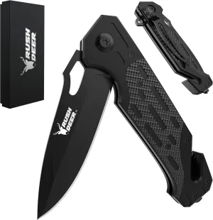Rush Deer Pocket Knife, Self Defense Knife, Pocket Knife for Men Women Lightweight,EDC Pocket Knives with Clip, Glass Breaker,Christmas Gifts for Men Women Dad Husband