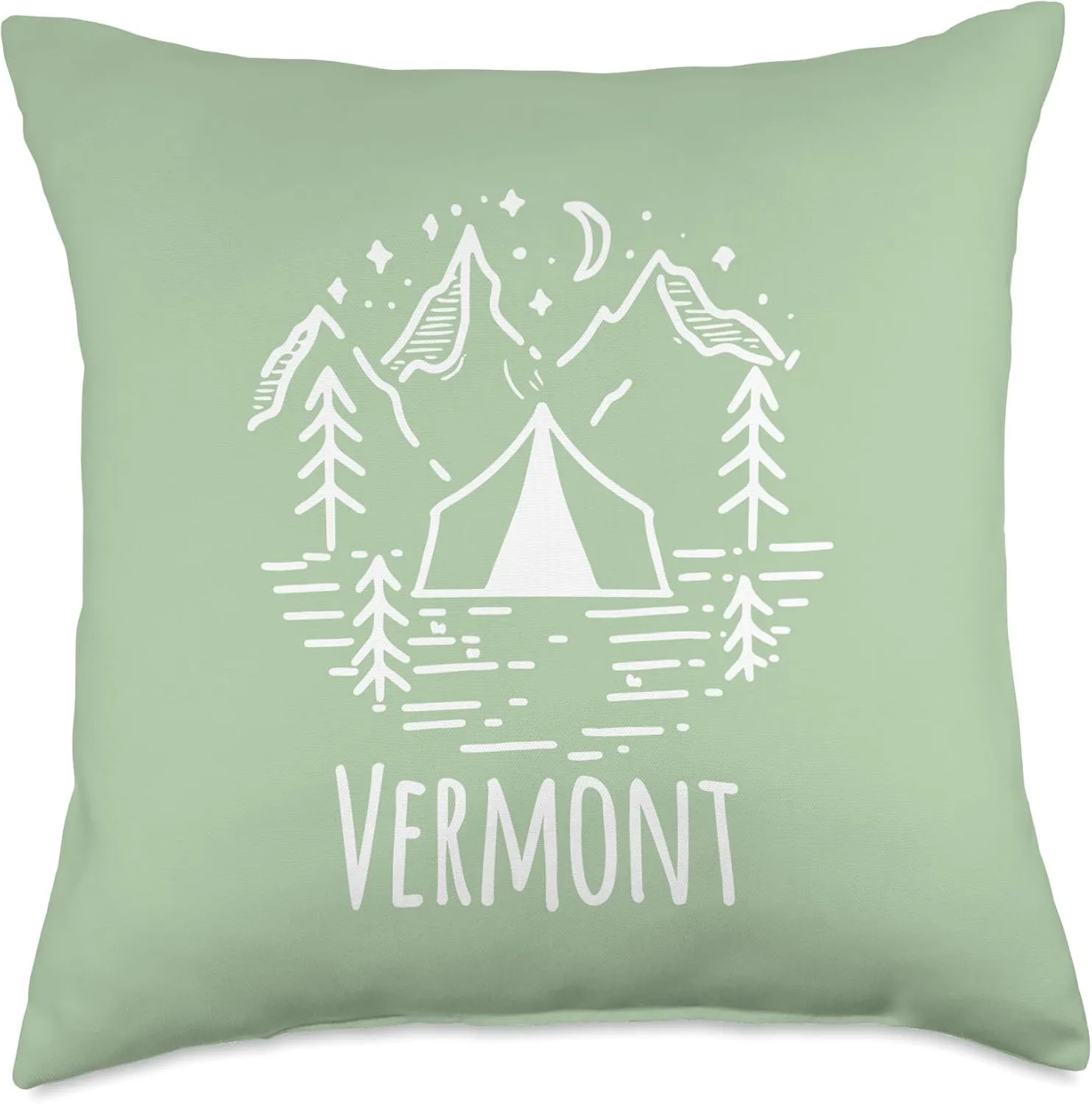 Rustic Tent Camping Mountains Wilderness Campground Vermont Throw Pillow