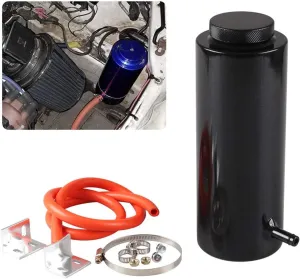 RYANSTAR Universal car Radiator Coolant Tank 800ml Coolant Expansion Tank Overflow Oil Catch Tank Cooling Catch Bottle Reservoir Aluminum Billet Black