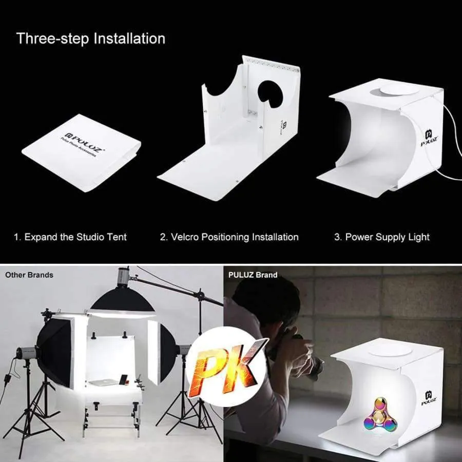Rynx | Mini Light Box Double LED Light Room Photo Studio Photography Lighting Shooting Tent Background Cube Box Photo Studio Dropship New
