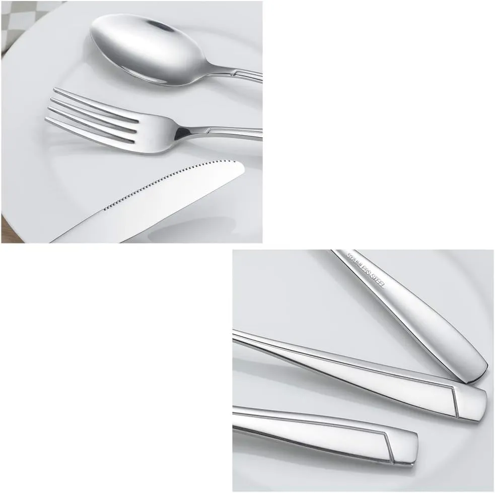 Sandmovie Stainless Steel Flatware Set, Cutlery Set, Fork Knife Spoon Set, 30 Pieces, Service for 6 Persons