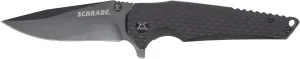 Schrade 1136038 7.4in Stainless Steel Folding Knife with 3.5in Clip Point Blade and G-10 Handle for Outdoor Survival, Camping and EDC, Black