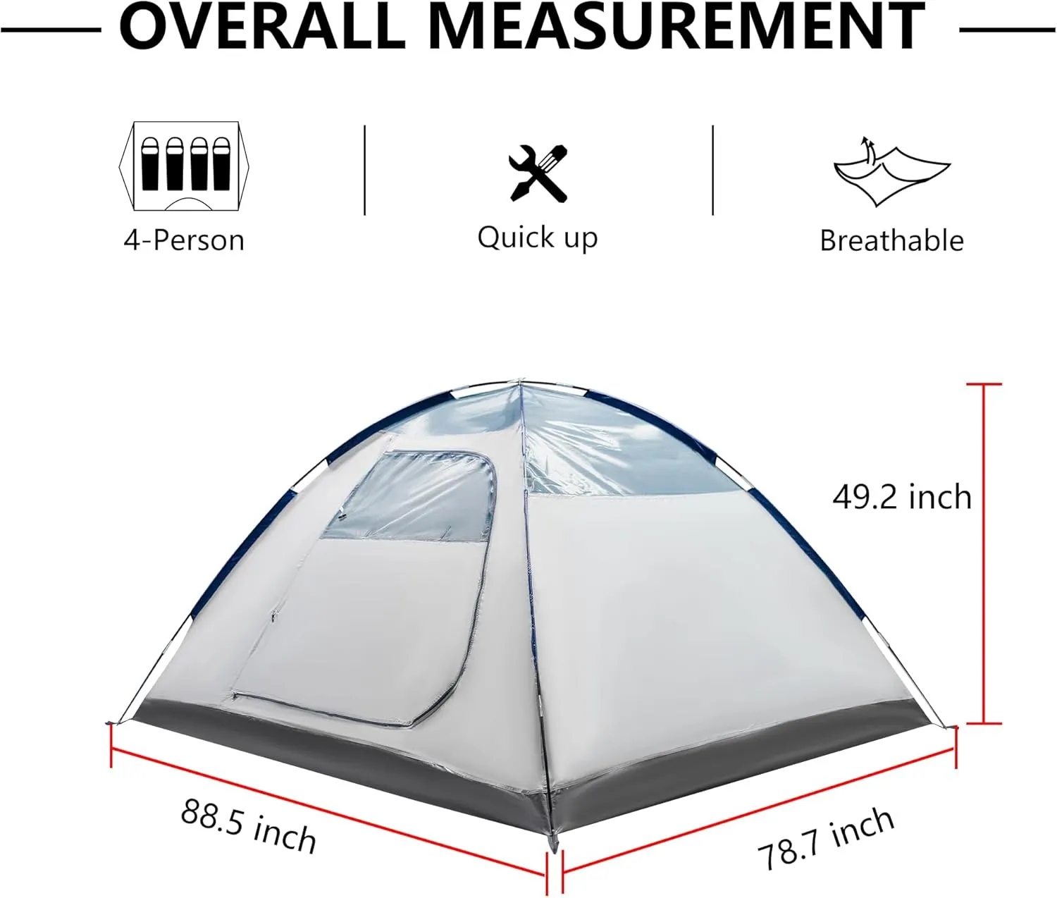 Screened Camping Tent, 4/6 Person Waterproof, Haven Tent, Backpack Double Layer Camping Tents with Canopy, Easy Setup and Portable Shelter for Outdoor, Picnic, Camping, Family Gathering.