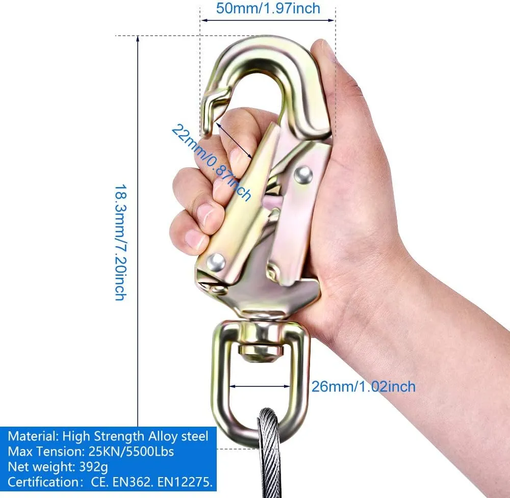 SEAAN Steel Wire Core Flipline Kit 1/2'' x 8FT Flipline for Tree Climbing Arborist Lanyard - Adjustable, Better Grab, Low Stretch, Cut Resistant
