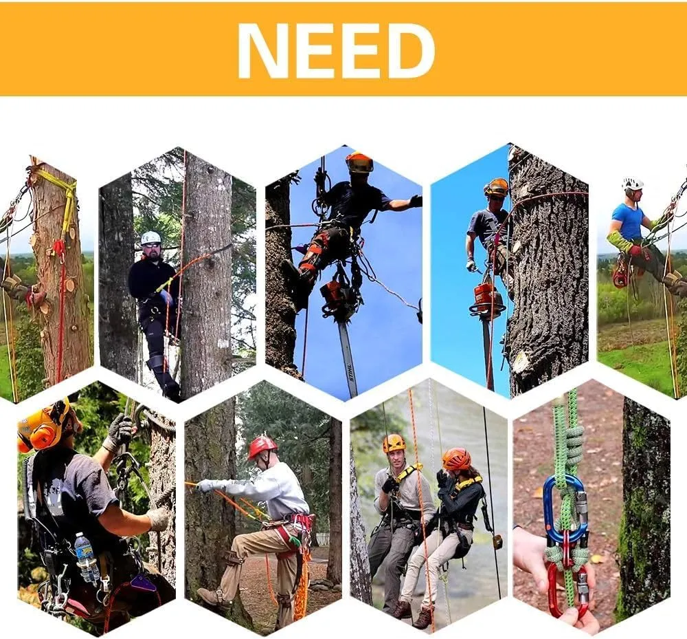 SEAAN Steel Wire Core Flipline Kit 1/2'' x 8FT Flipline for Tree Climbing Arborist Lanyard - Adjustable, Better Grab, Low Stretch, Cut Resistant