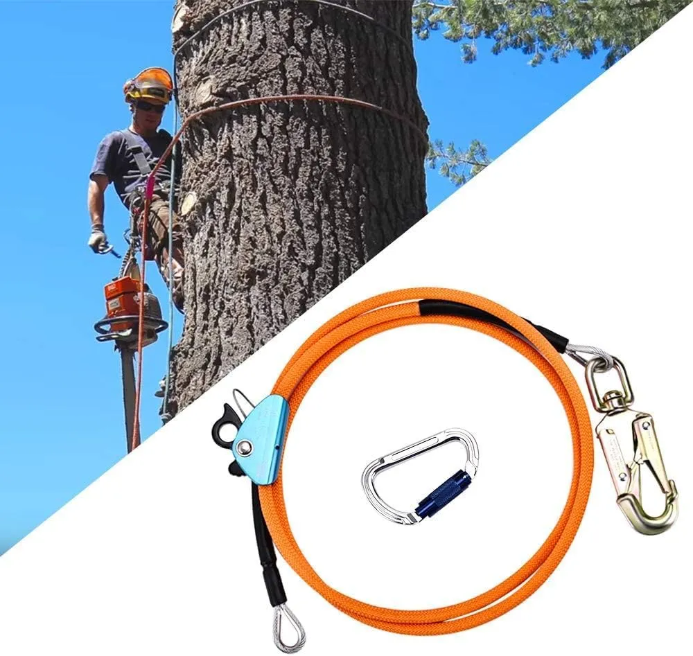 SEAAN Steel Wire Core Flipline Kit 1/2'' x 8FT Flipline for Tree Climbing Arborist Lanyard - Adjustable, Better Grab, Low Stretch, Cut Resistant