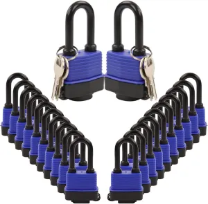 SEPOX® 20Pcs Heavy-Duty 44mm 1.75" Out-Door Padlock Keyed-Alike, Water-Proof Cover, Steel Lock with Same-Key, Weather-Proof Extra-Long-Shackle Anti-Rust, Brass Cylinder for Boat,Fishing, Marine,Fence
