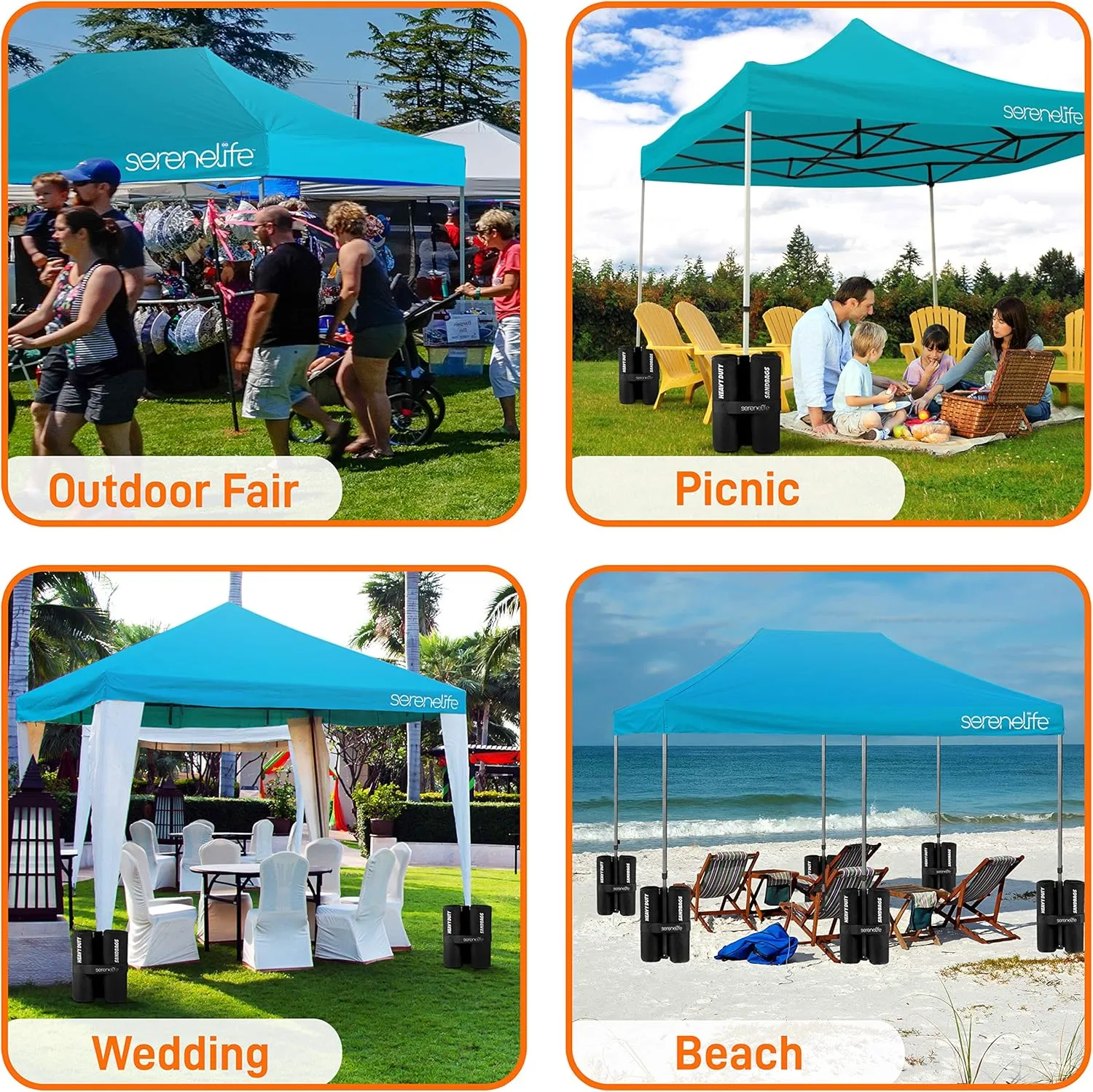 SereneLife Pop Up Canopy Tent 10x20-Commercial Instant Shelter Foldable/Collapsible Sun Shade Canopy Pop Up Tent w/Waterproof UV Resistant Tent Top,Portable Carry Bag&Sand Bag- SLGZ20SB(Sky Blue)