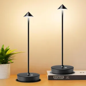 Set of 2 Rechargeable Cordless Table Lamp,6000mAh LED Battery Operated Desk Lamp Touch 3 Color Dimming Portable Outdoor Waterproof Table Light for Patio/Restaurant/Dining/Home (Black)