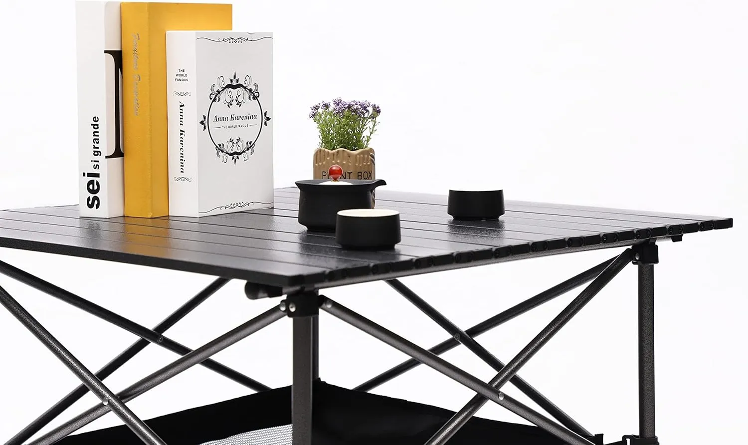 Set of 3, Folding Outdoor Camping Table and Chairs Set for Indoor, Outdoor Camping, Picnics, Beach,Backyard, BBQ, Party, Patio 27.56" L*27.56" W*27.56" H Black/Gray