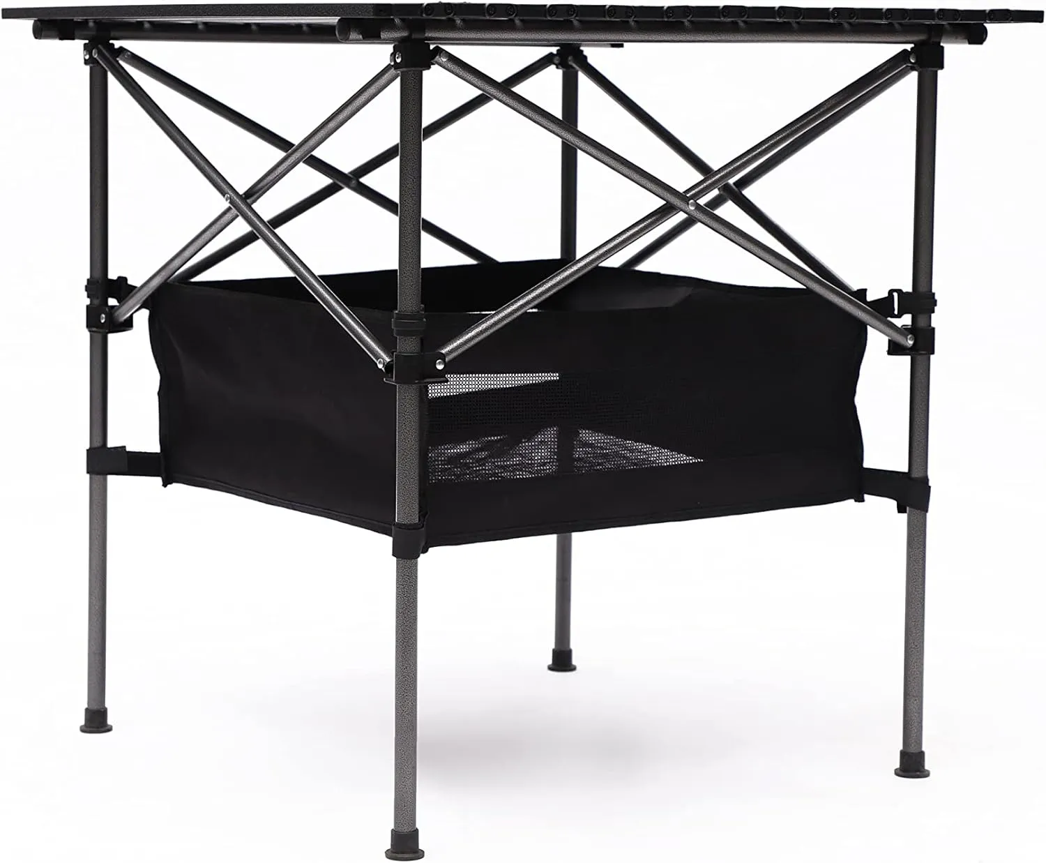 Set of 3, Folding Outdoor Camping Table and Chairs Set for Indoor, Outdoor Camping, Picnics, Beach,Backyard, BBQ, Party, Patio 27.56" L*27.56" W*27.56" H Black/Gray
