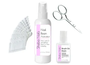 SHEBA NAILS Brush On Resin Precut Fiberglass Nail Wrap Starter Kit