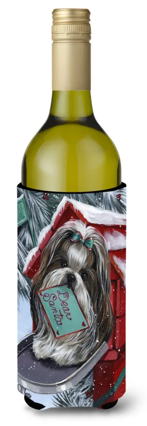 Shih Tzu Christmas Letter to Santa Wine Bottle Hugger PPP3189LITERK
