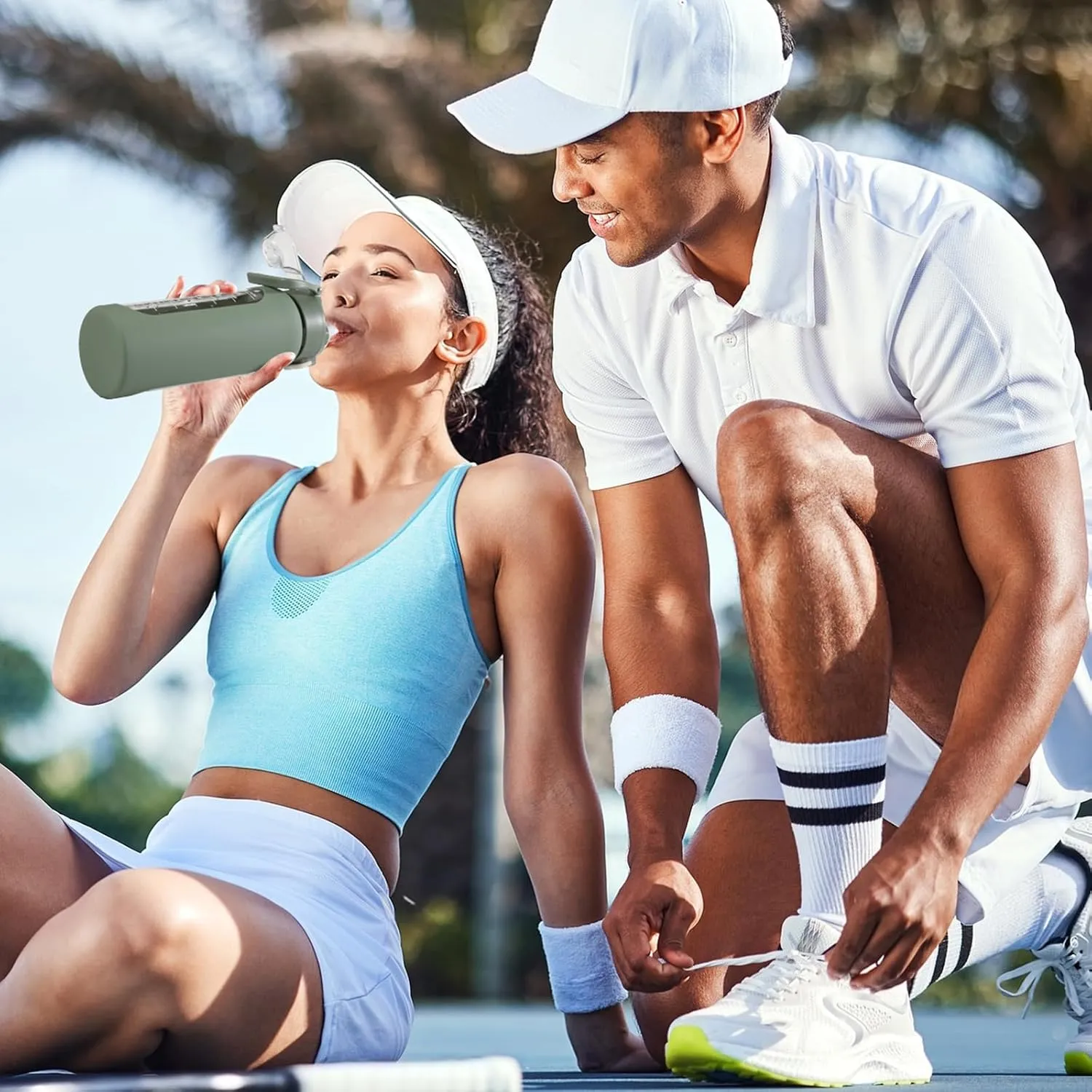SIEROZUR 64 oz Glass Water Bottle with Straw and Handle, Half Gallon Sports Large Water Bottle with Time Marker and Silicone Sleeve, Leakproof Glass Drinking Bottle for Gym, Travel, Workout, Olive