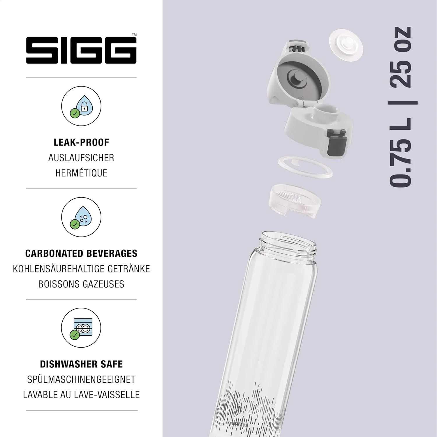 SIGG - Tritan Renew Transparent Water Bottle - Total Clear ONE MyPlanet - For Carbonated Beverages - Dishwasher Safe - With Fruit Strainer - Leakproof & Lightweight - BPA Free - 17 Oz / 25 Oz / 51 Oz