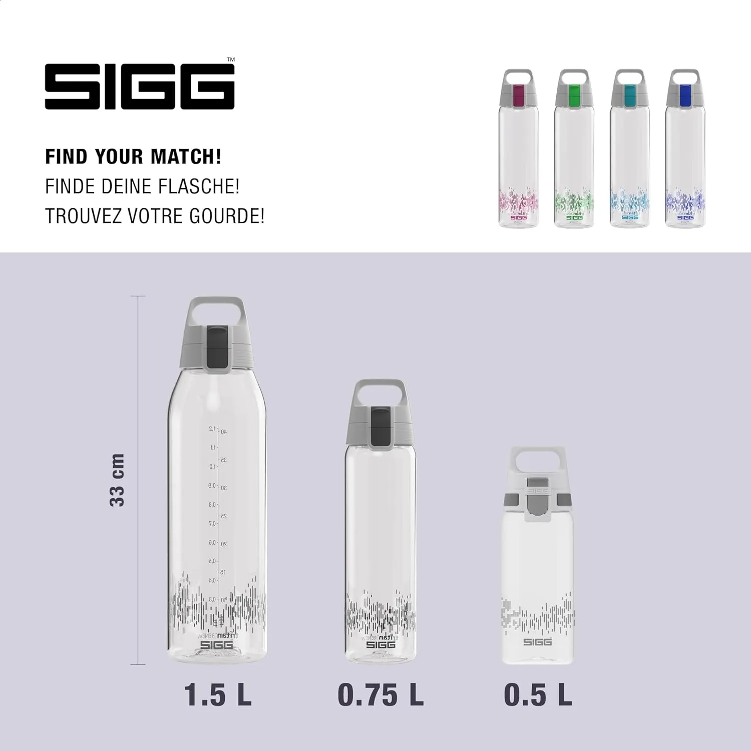 SIGG - Tritan Renew Transparent Water Bottle - Total Clear ONE MyPlanet - For Carbonated Beverages - Dishwasher Safe - With Fruit Strainer - Leakproof & Lightweight - BPA Free - 17 Oz / 25 Oz / 51 Oz