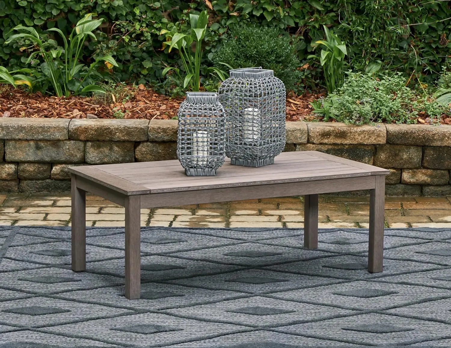 Signature Design by Ashley Hillside Barn Contemporary Weather Resistant Outdoor Coffee Table, Dark Brown