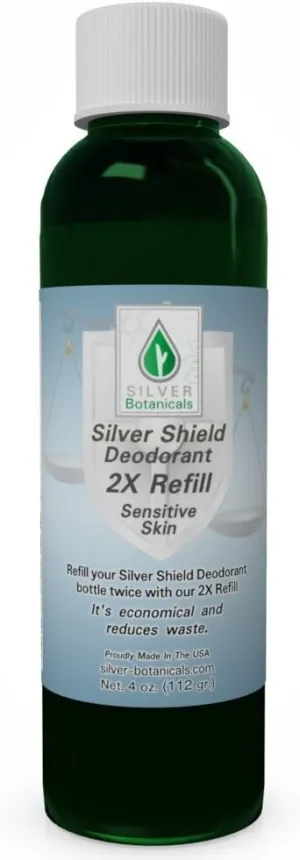 Silver Shield Deodorant - Sensitive Skin Formula - 2X Refill, All Natural Colloidal Silver Deodorant, 4 oz.
