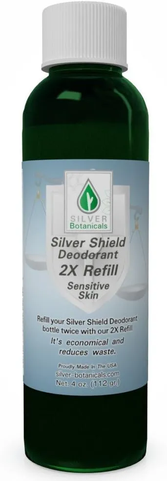 Silver Shield Deodorant - Sensitive Skin Formula - 2X Refill, All Natural Colloidal Silver Deodorant, 4 oz.