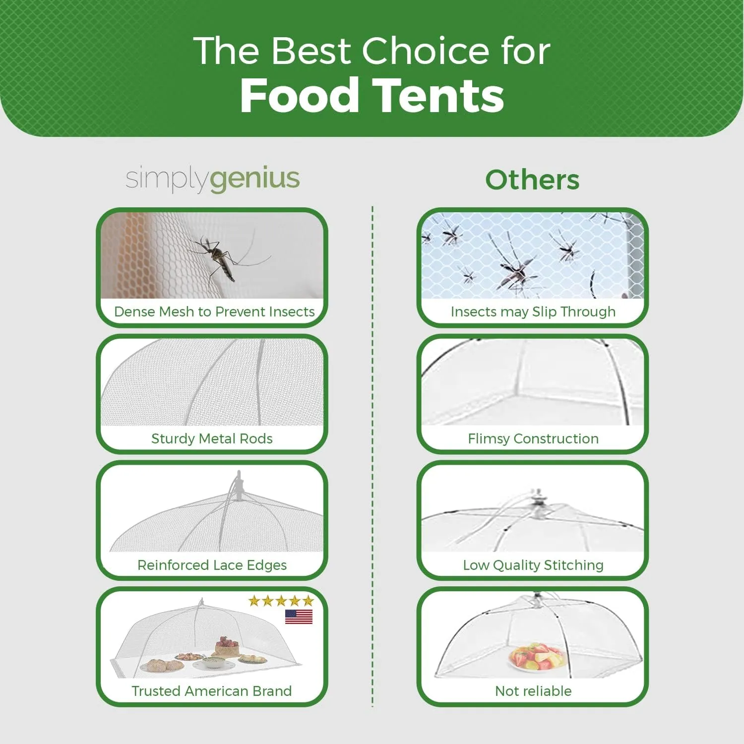 Simply Genius 12 Pack Large & Tall 17x17 Inches Pop-Up Mesh Food Covers Tent Umbrella for Outdoors, Reusable & Collapsible Picnic Accessories Outdoor Food Covers for Outdoor Parties, Picnics & BBQs