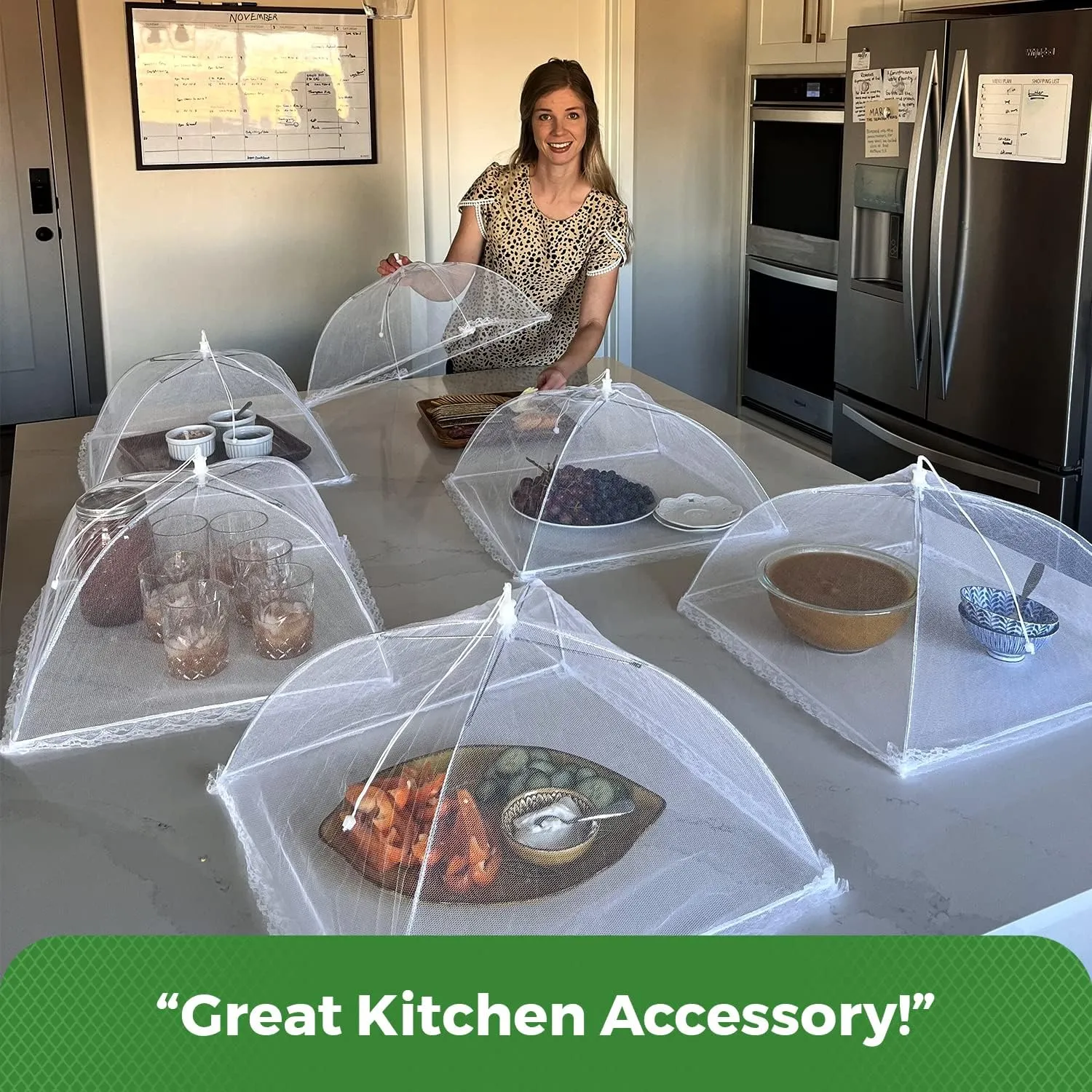 Simply Genius 12 Pack Large & Tall 17x17 Inches Pop-Up Mesh Food Covers Tent Umbrella for Outdoors, Reusable & Collapsible Picnic Accessories Outdoor Food Covers for Outdoor Parties, Picnics & BBQs