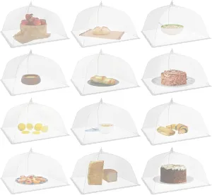 Simply Genius 12 Pack Large & Tall 17x17 Inches Pop-Up Mesh Food Covers Tent Umbrella for Outdoors, Reusable & Collapsible Picnic Accessories Outdoor Food Covers for Outdoor Parties, Picnics & BBQs