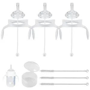 Sippy Straw Cup Soft Conversion Kit for Philips Avent Anti-Colic Baby Bottle, Toddler Transition Kit with Silicone Sippy Spout Nipple, Weighted Straw, Bottle Handle, Cleaning Brush, 3-Pack