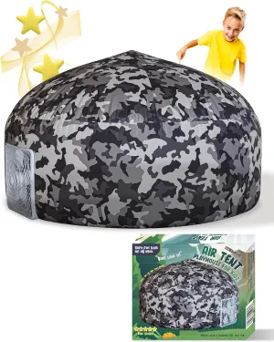 Skywin Inflatable Tent for Kids (Camo Dark Grey), Inflatable Air Tent for Kids Sets Up and Stores Away in Seconds, Improved Blow up Fort (Fan NOT Included) (Camo Dark Grey)