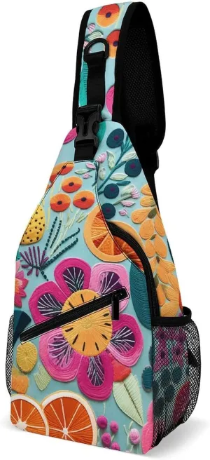 Sling Bags for Women Men Fruits And Patterns Sling Backpack Adjustable Belt Casual Chest Daypack Bum Bags Fanny Pack for Travel Sports Running Hiking Waist Packs