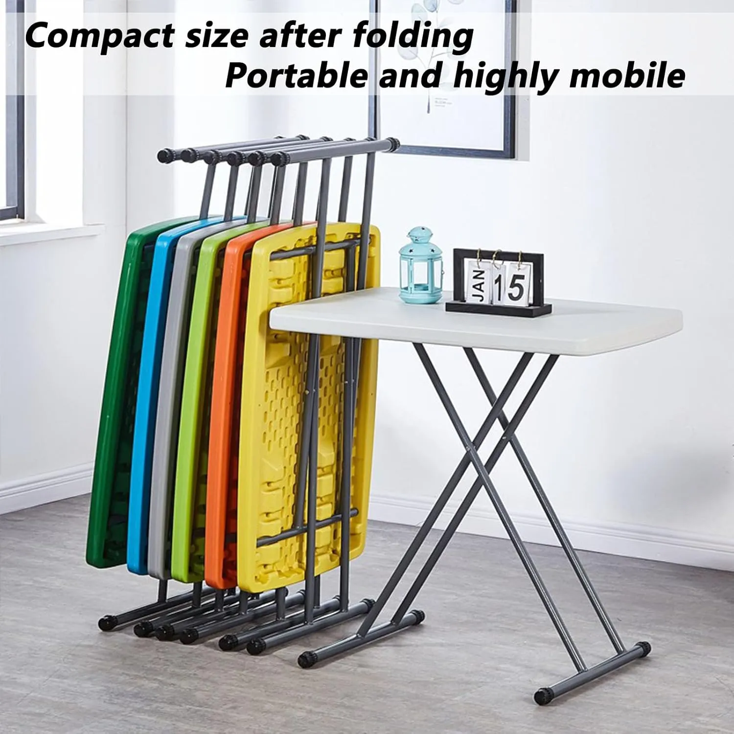 Small Camping Personal Folding Table, Small Adjustable Folding Table, Indoor Outdoor Portable Heavy Duty Adjustable Height Kitchen or Camping Barbecues Picnic Party Tables,Yellow