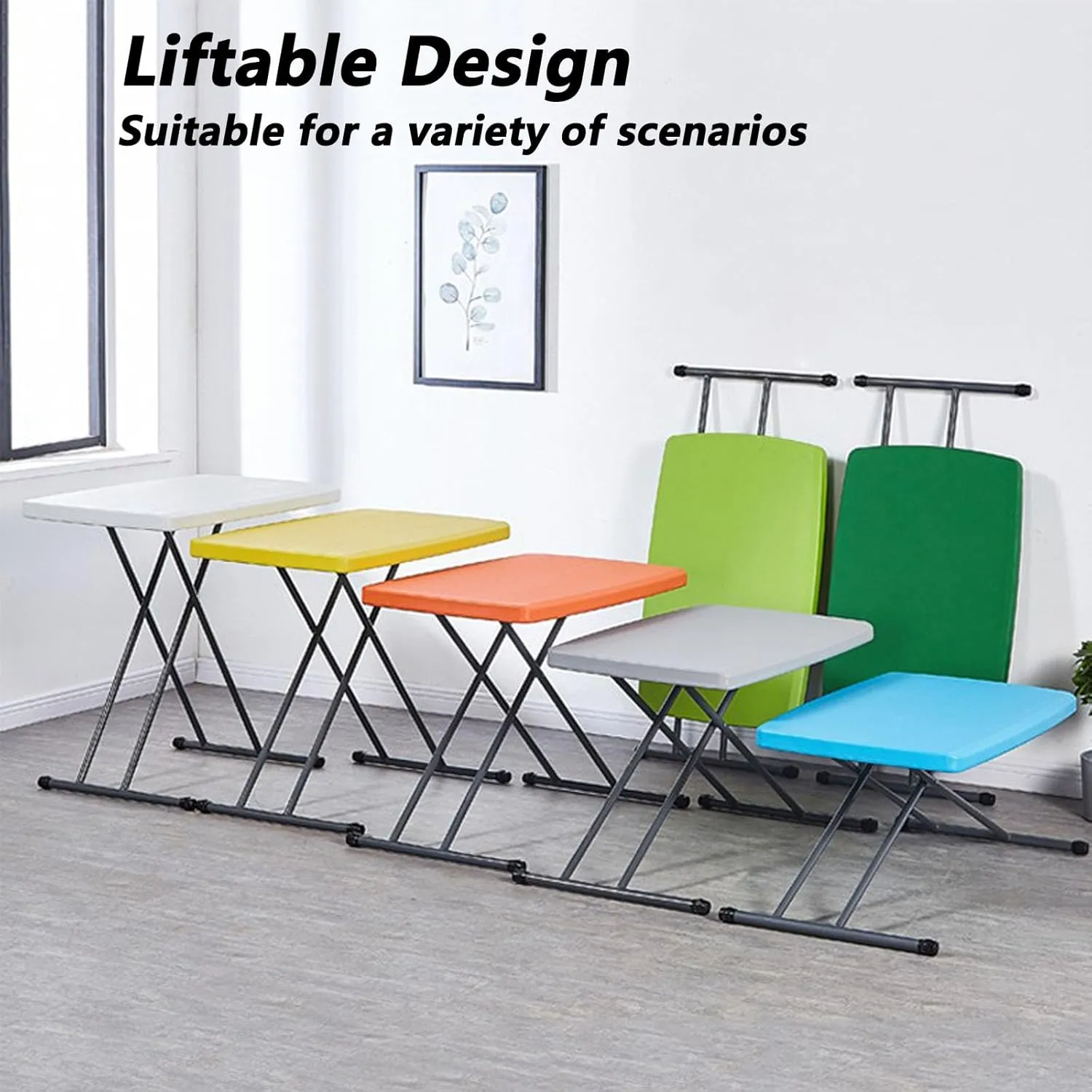 Small Camping Personal Folding Table, Small Adjustable Folding Table, Indoor Outdoor Portable Heavy Duty Adjustable Height Kitchen or Camping Barbecues Picnic Party Tables,Yellow