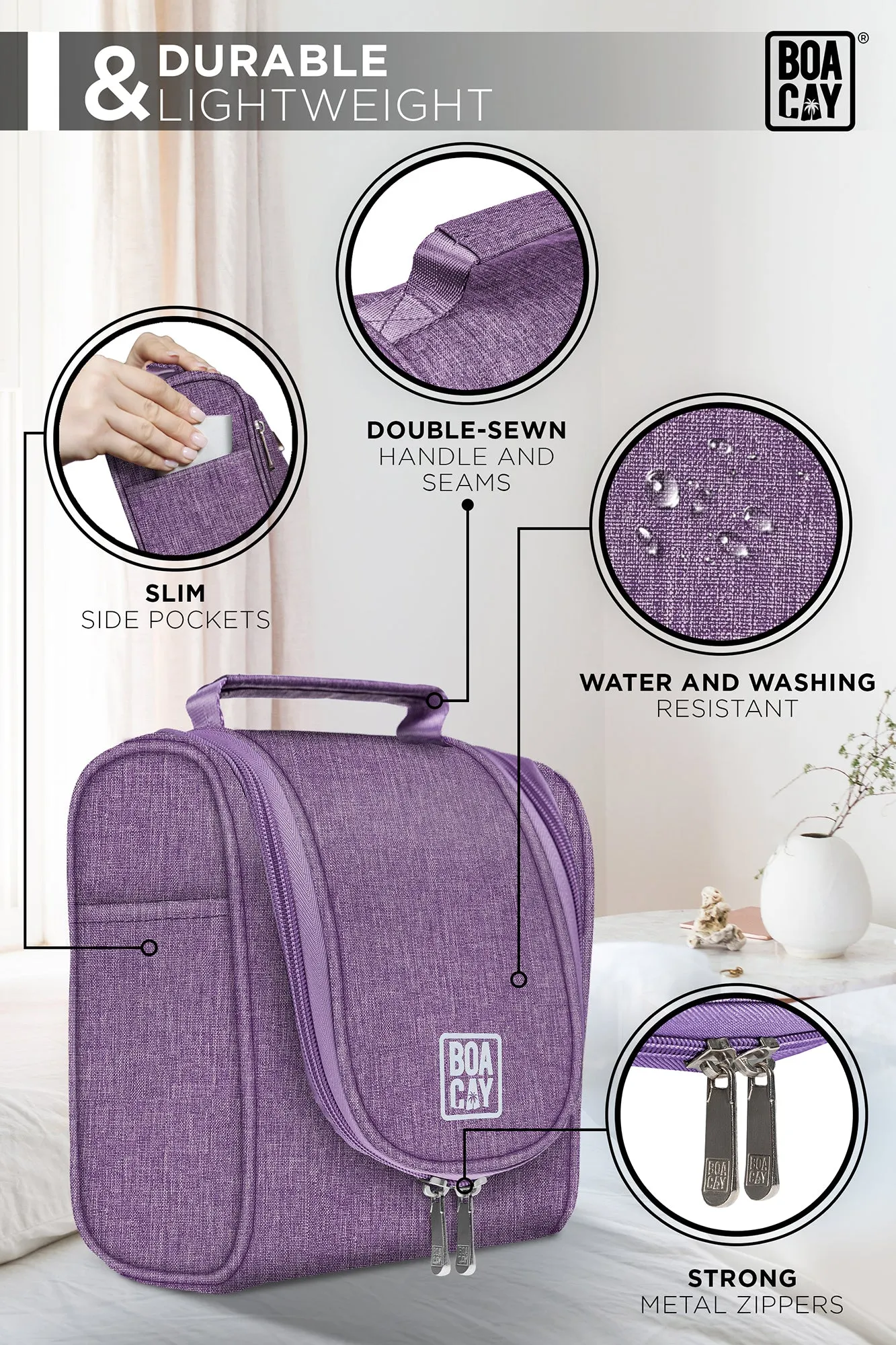 Small Collapsible Hanging Toiletry Bag - Wild Purple
