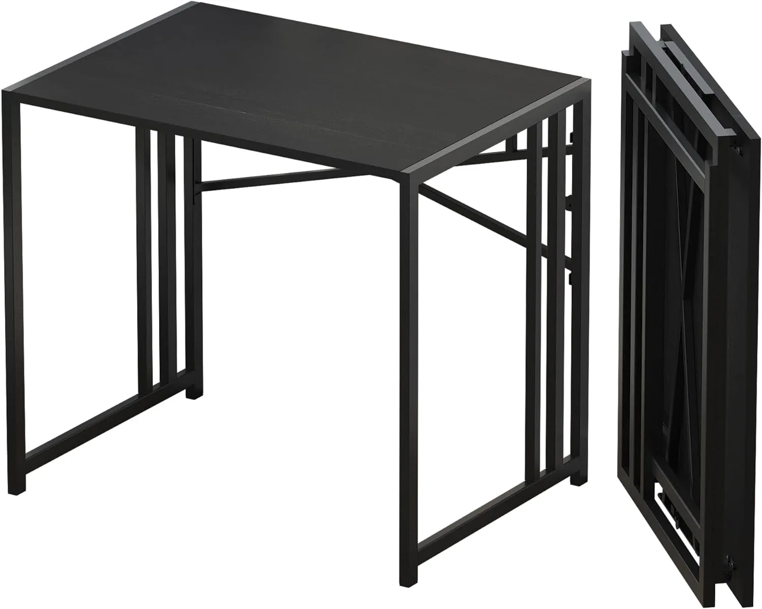 Small Folding Computer Desk 32 inch, Writing Gaming Computer Desk for Small Spaces, No Assembly Required Small Office Desk, Black, FDD31