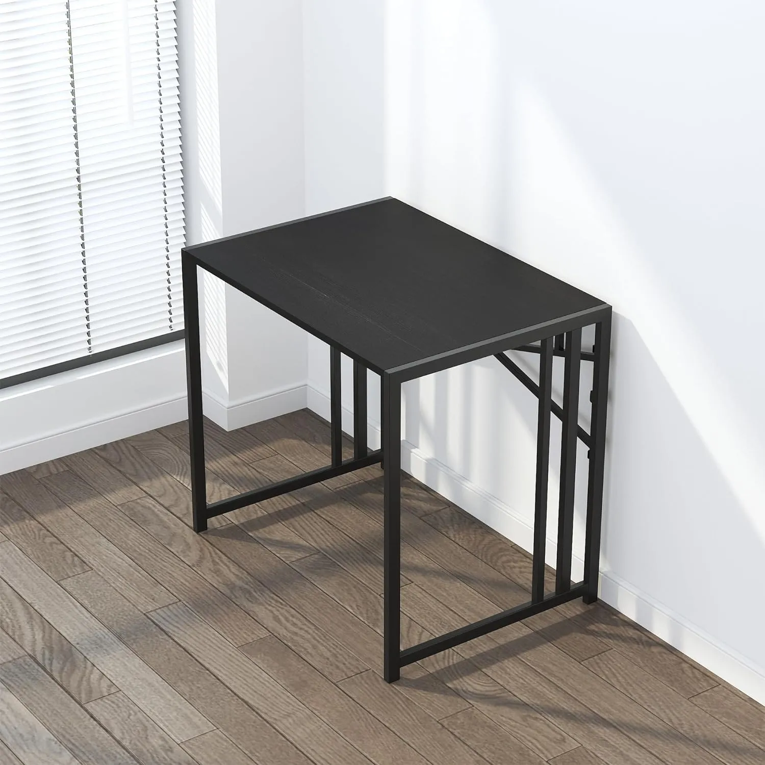 Small Folding Computer Desk 32 inch, Writing Gaming Computer Desk for Small Spaces, No Assembly Required Small Office Desk, Black, FDD31