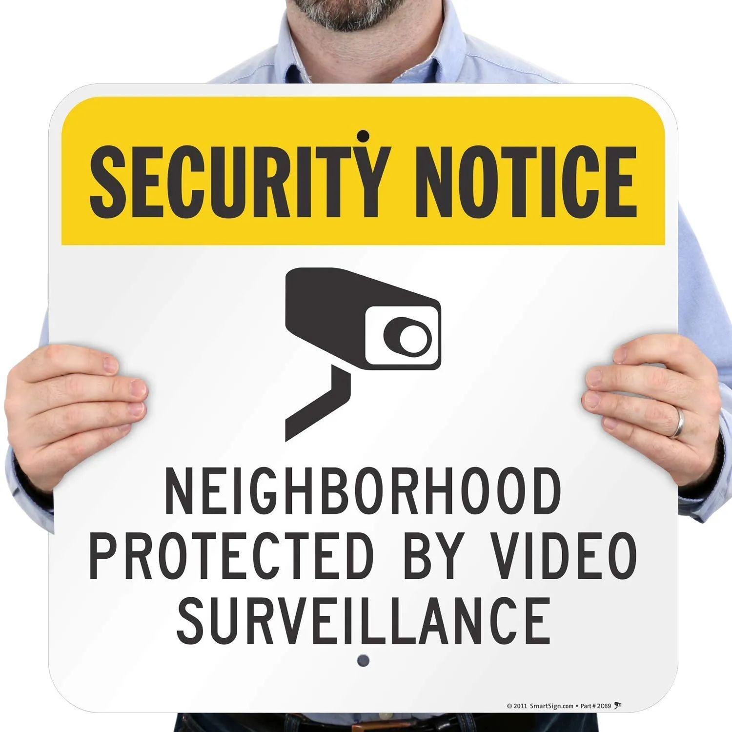 SmartSign "Neighborhood Protected by Video Surveillance" Sign | 18" x 18" Aluminum