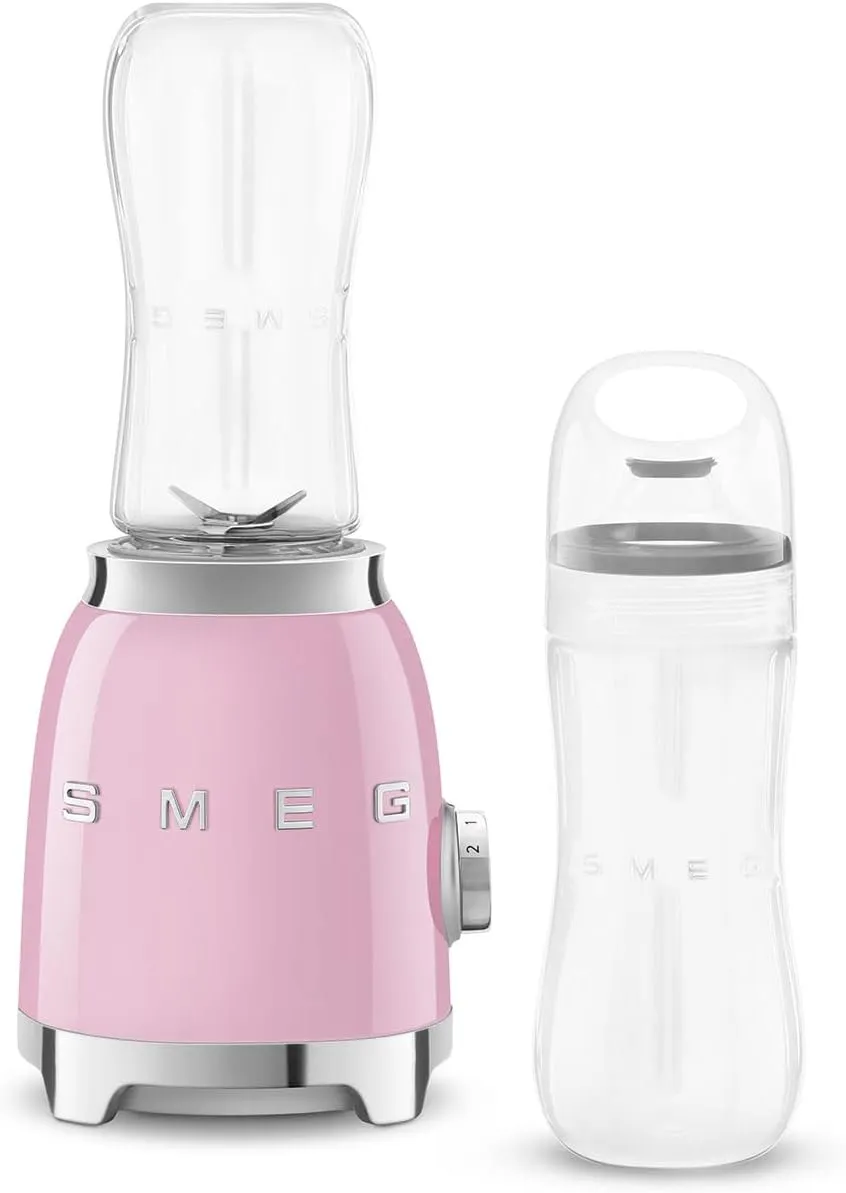 SMEG 50's Retro Style Personal Blender with Backlit Knob and Two 600 ML BPA Free bottles PBF01PKUS Pink