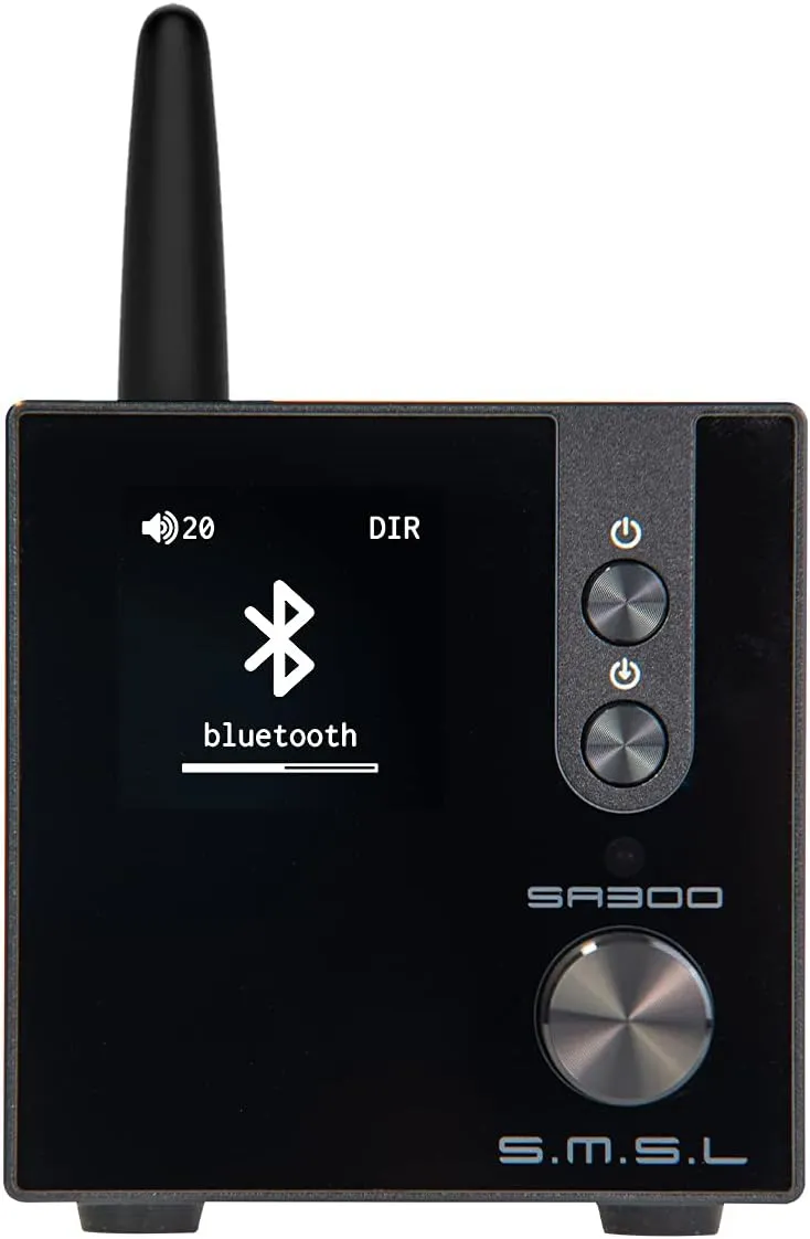 S.M.S.L SA300 HiFi Digital Amplifier, Infineon's MA12070 Chip Class D Power Amp, RCA USB Bluetooth 5.0 APTX Input, Multiple EQ Modes with Remote Control (Black)