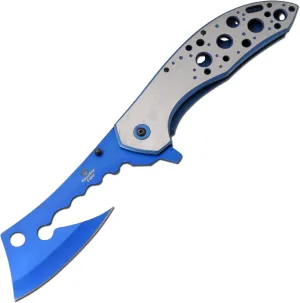 Snake Eye Tactical 12" Jumbo Huge Heavy Duty Ultra Smooth One Hand Opening Folding Pocket Knife Limited Edition Collectors Knife - Ideal for Recreational Work Hiking Camping (Blue)