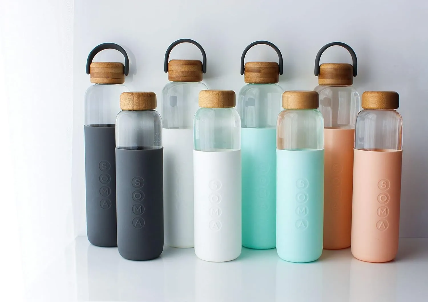 Soma Glass Water Bottle with Silicone Sleeve, BPA-Free, Mint, 25oz