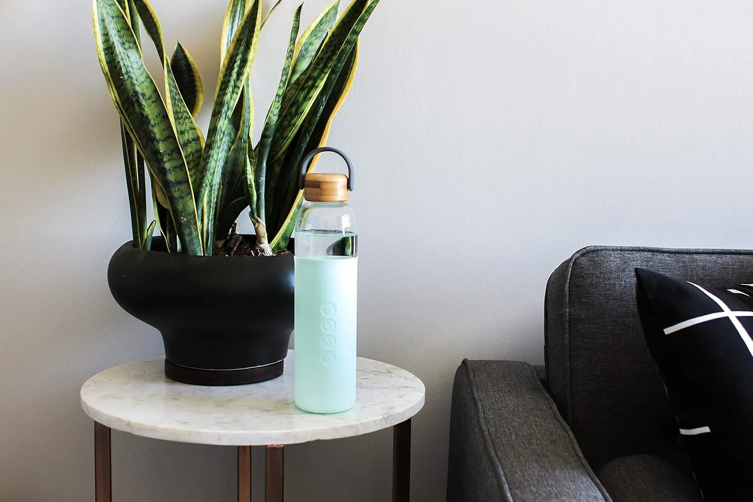 Soma Glass Water Bottle with Silicone Sleeve, BPA-Free, Mint, 25oz