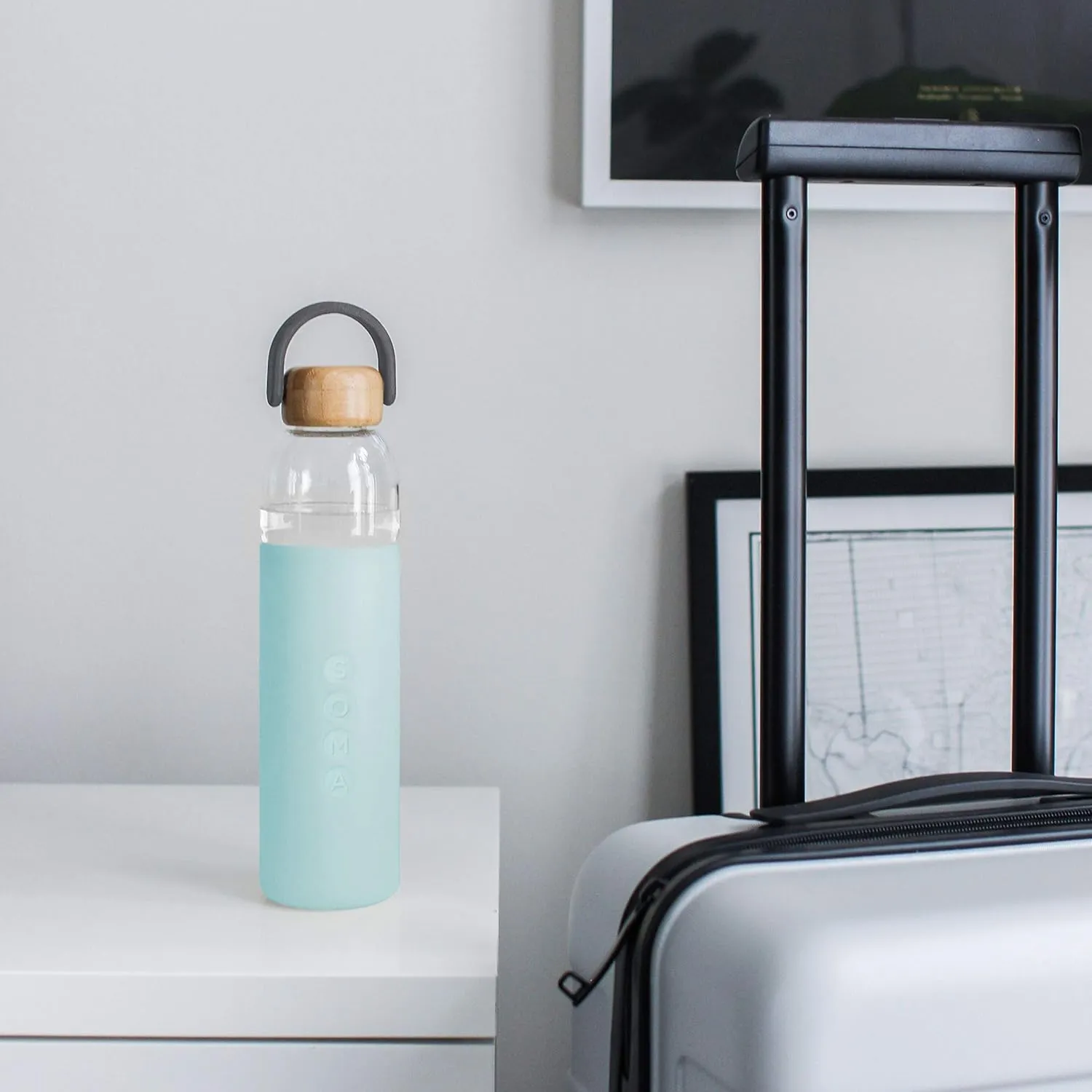 Soma Glass Water Bottle with Silicone Sleeve, BPA-Free, Mint, 25oz