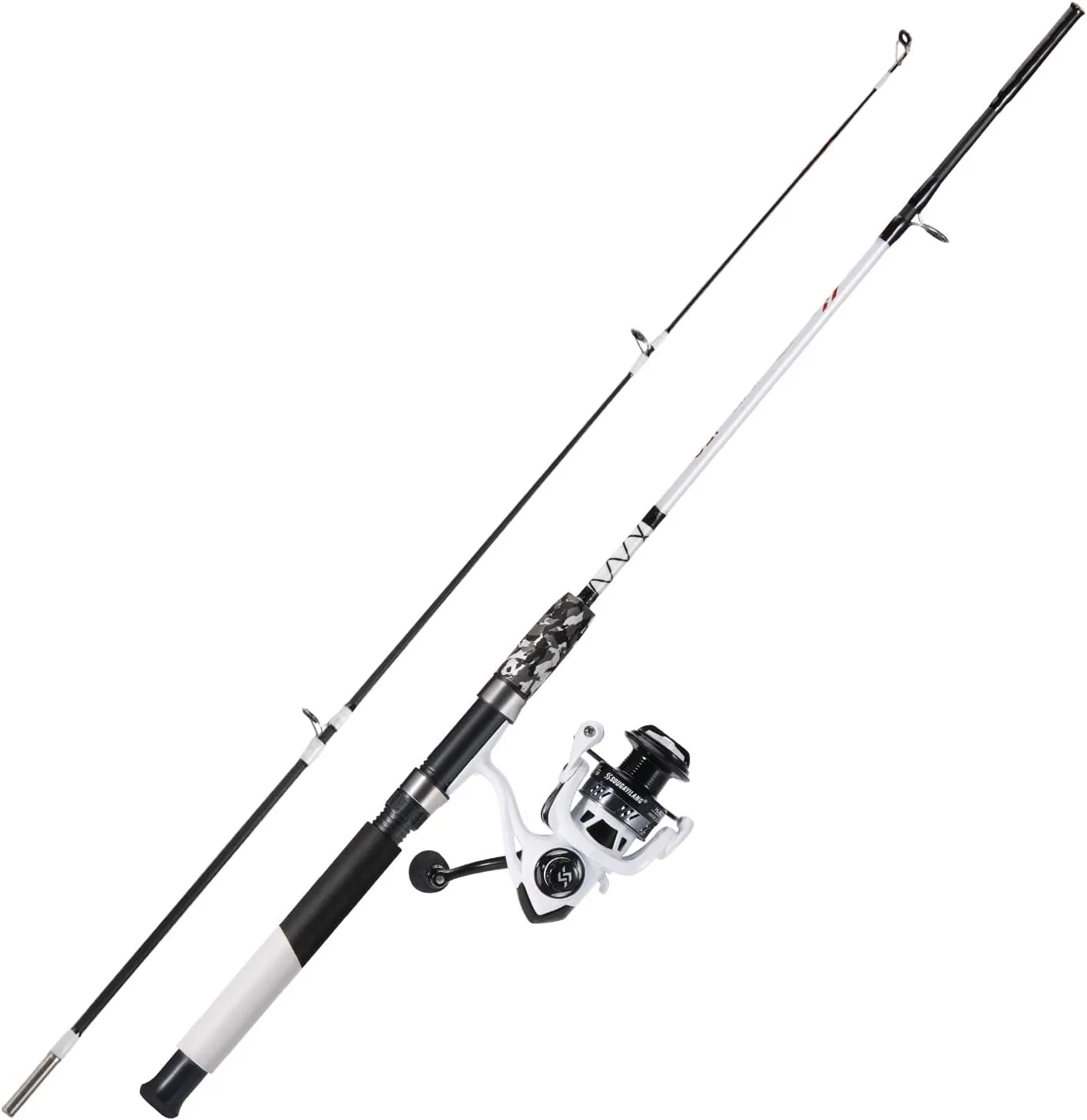 Sougayilang Spinning Reel and 2-Piece Fishing Rod Combo, Durable Graphite & Fiberglass Rod, Split-Grip Cork Handle,Right/Left Handle Position