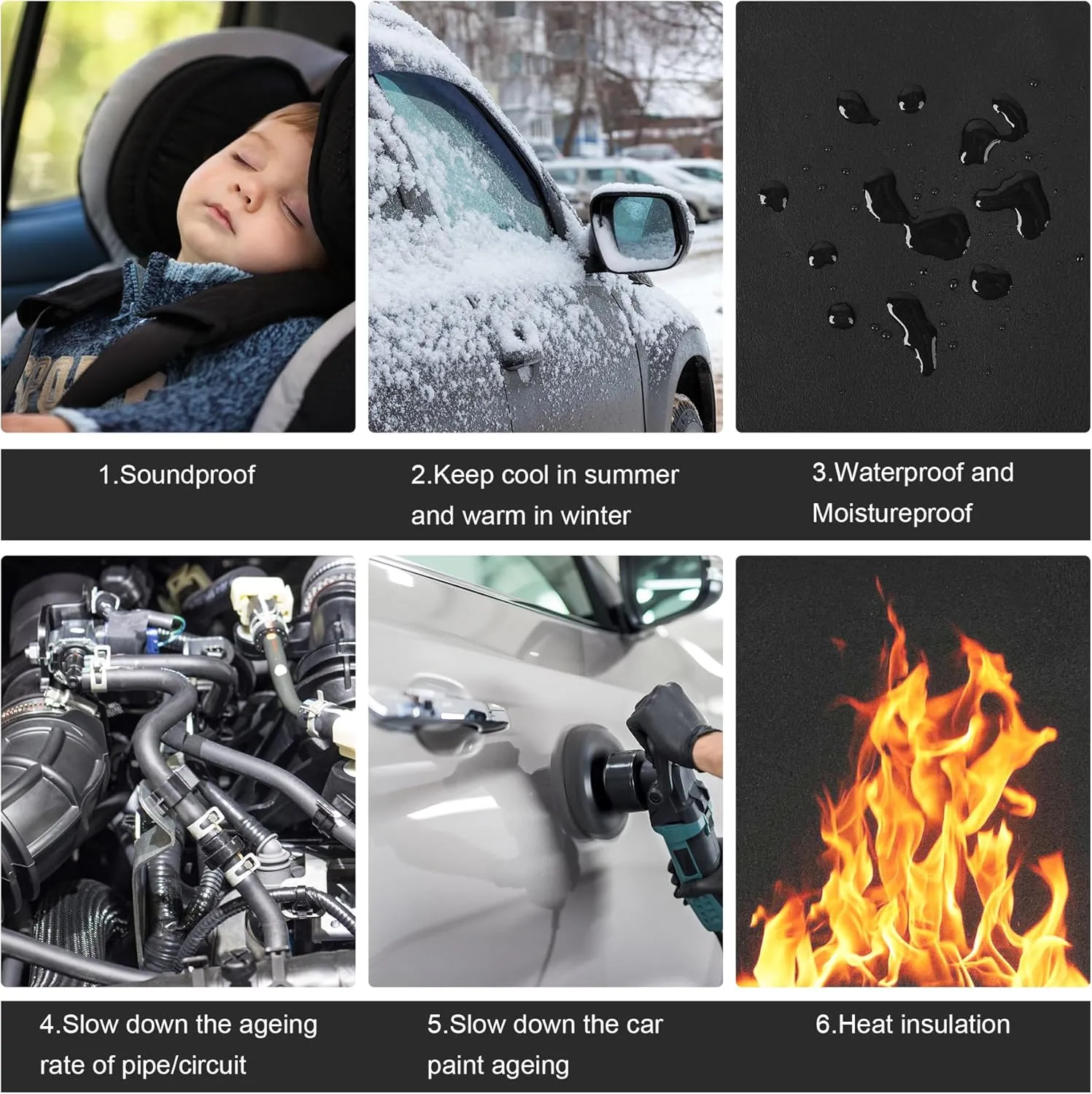 Sound Deadening Material for Cars 157mil 4mm 18sqft Adhesive Automotive Sound Dampening Foam Mat Soundproof Deadener Closed Cell Foam Noise Reducing and Heat Insulation for Vehicle Van Truck - 1 Roll