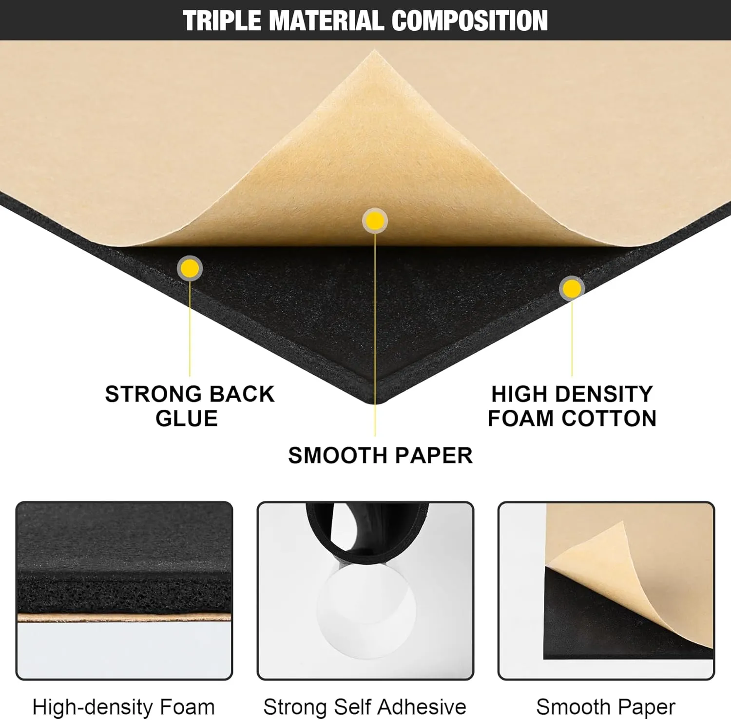 Sound Deadening Material for Cars 157mil 4mm 18sqft Adhesive Automotive Sound Dampening Foam Mat Soundproof Deadener Closed Cell Foam Noise Reducing and Heat Insulation for Vehicle Van Truck - 1 Roll