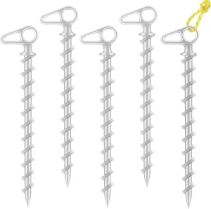 Spiral Tent Stakes Metal Beach Tent Stakes for Sand, 11 Inch Aluminum Tent Pegs Ground Anchors Screw in, Ground Stakes with Storage Bags for Camping, Hiking