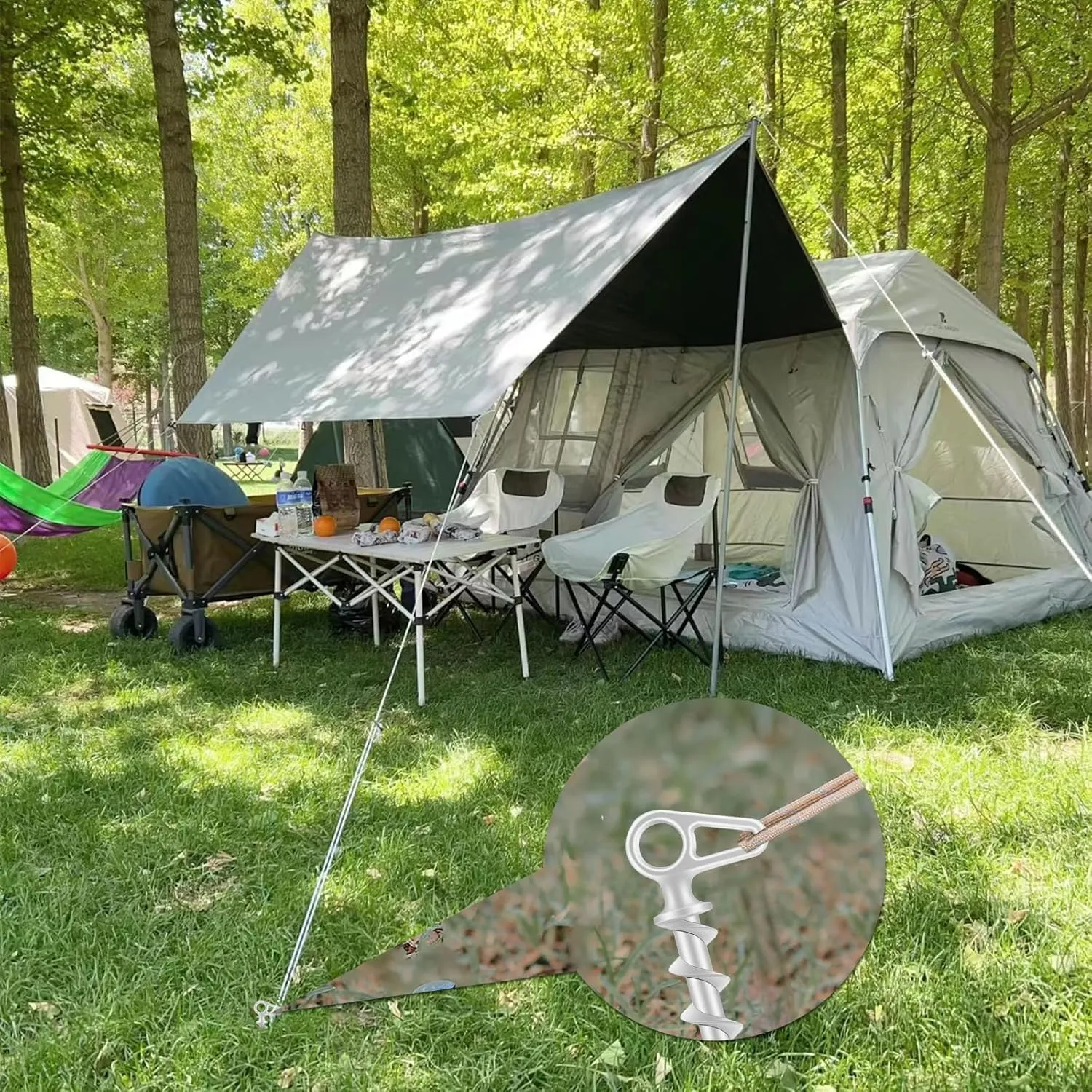 Spiral Tent Stakes Metal Beach Tent Stakes for Sand, 11 Inch Aluminum Tent Pegs Ground Anchors Screw in, Ground Stakes with Storage Bags for Camping, Hiking